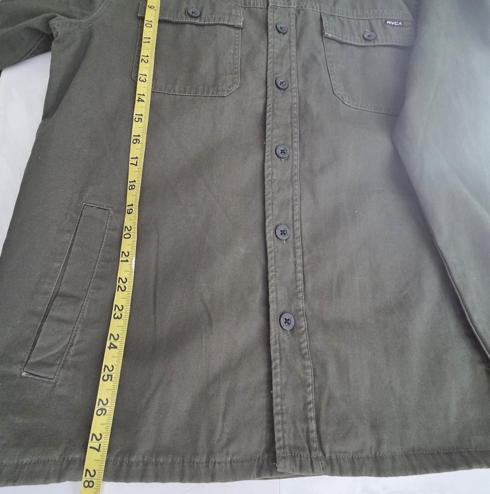 Men's Olive Green Jacket with Faux Shearling Collar - Picture 8 of 11